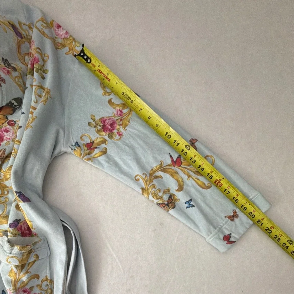 Wrap Up by VP Blue Baroque Women OSFM Butterfly Floral Micro-Terry Short Robe